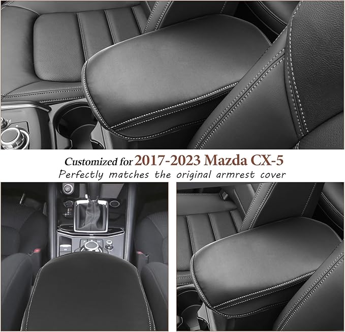 SKTU for 2017-2024 2025 Mazd a CX-5 Center Console Cover 2023 2024 2025 CX5 Central Console Armrest Pad 2025 CX-5 Seat Box Cover 2025 CX-5 Center Console Soft Cushion (White)