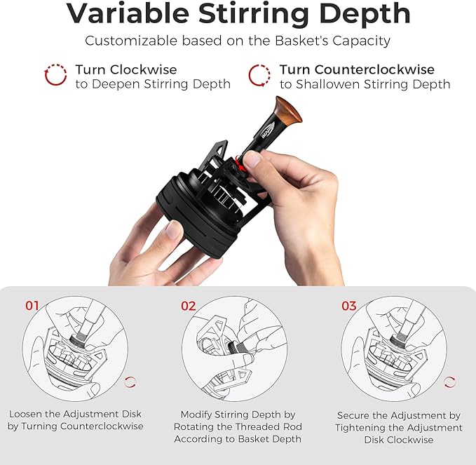 IKAPE Espresso Coffee V3 WDT Tool, 54mm Stirrer Distribution Tool, Equipped with 10-needle Stirrer, Adjustable Needle Height, Coffee Stirrer with Dosing Funnel & Stand