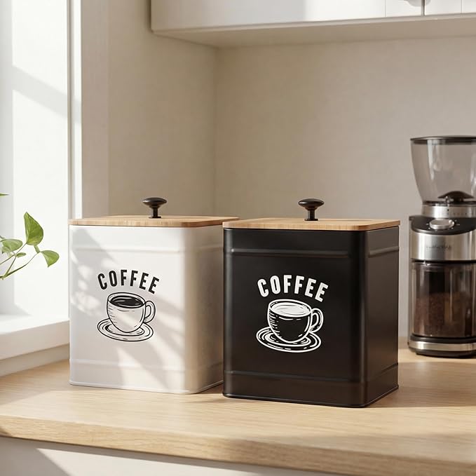 PERFNIQUE Coffee Canister, Airtight Coffee Bean Storage Container, Café Grounds Container, Cafe Jar Cafe Holder, K Cup Holder, Food Storage Container, Farmhouse Kitchen Decor