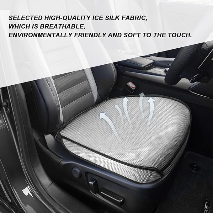Car Front Seat Bottom Cover, Breathable Anti Slip Auto Frontseat Cushion Mat with Storage Pocket, Comfortable Vehicle Interior Chair Protection Pad, Universal for SUV Sedan Truck(Gray)