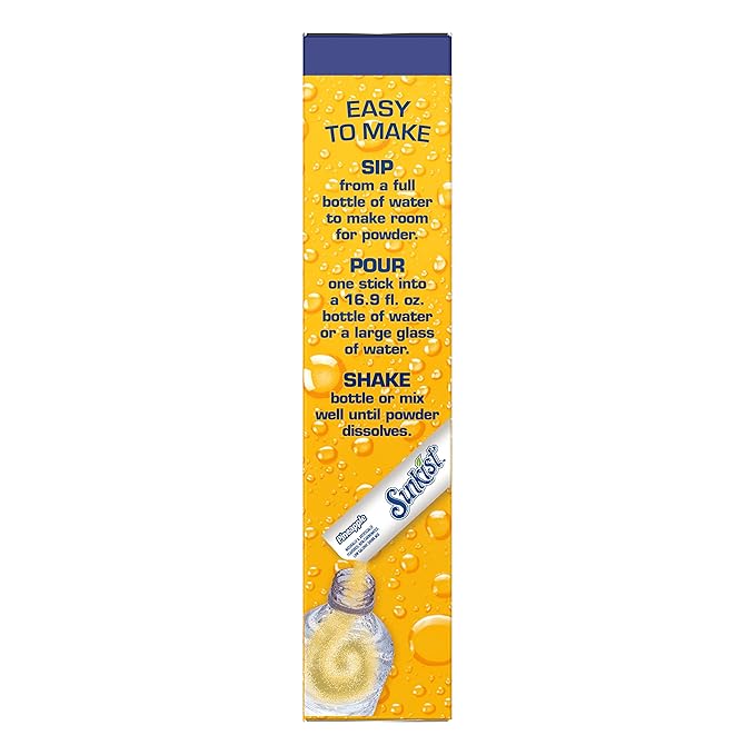 Sunkist Singles-To-Go Drink Mix, Pineapple, Non-Carbonated, Low-Calorie, Zero Sugar, 6 CT in each box (Pack of 6)