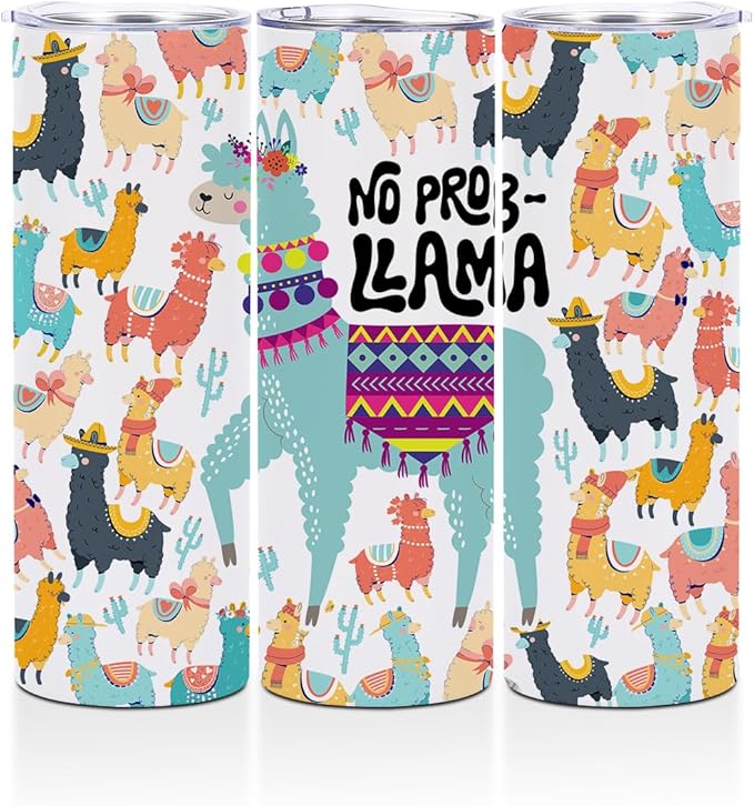 Llama Gifts, 20 Oz Straight Skinny Tumblers, Stainless Steel Tumbler, Double Wall Vacuum Travel Mug, Llama Animal Coffee Cup, Insulated Coffee Mug Thermal Cup for Home, Office, Outdoor