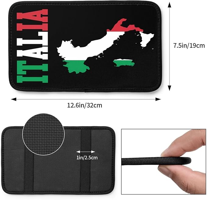 Vintage Italy Italia Italian Flag Car Center Console Cover, Universal Waterproof Armrest Pad, Soft Comfort Cushion & Scratch-Resistant Protector for Cars, SUVs and Trucks