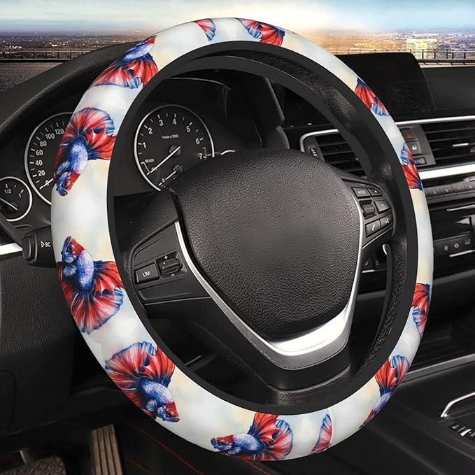 Watercolors Fish Universal Fit Steering Wheel Cover for Car, Truck, and SUV, Durable Steering Wheel Protection