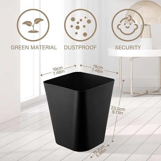Amyhill 20 Pcs Small Trash Can 2 Gallon Plastic Garbage Can Small Waste Basket for Bathroom Office Kitchen Living Room Bedroom Home Under Desk (Black)
