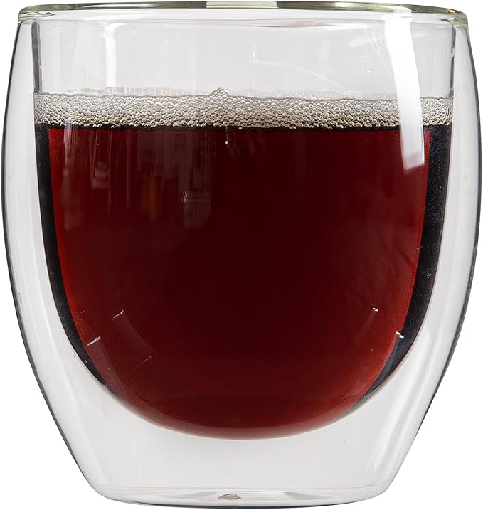 Restaurantware Coffee Cup 12 Pack of 8.45 oz Insulated Double-Wall Glass Borosilicate Coffee Cup Espresso Shot Dishwasher Safe For Hot Drinks