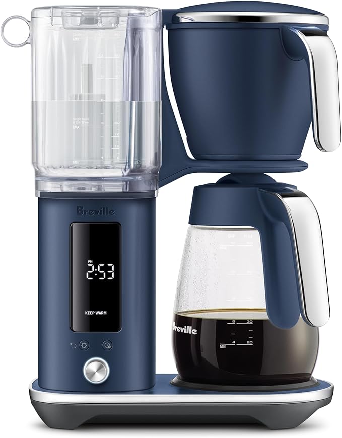 Breville Luxe Drip Coffee Machine BDC415DBL, Damson Blue, Glass Carafe