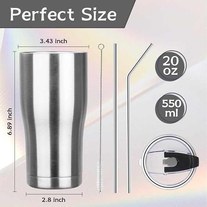 MEZMUT 20oz Coffee Tumbler with Lid and Straw Double Wall Vacuum Insulated Cup Stainless Steel Travel Mugs Insulated for Hot and Cold Leakproof Powder Coated Tumbler for Indoor and Outdoor