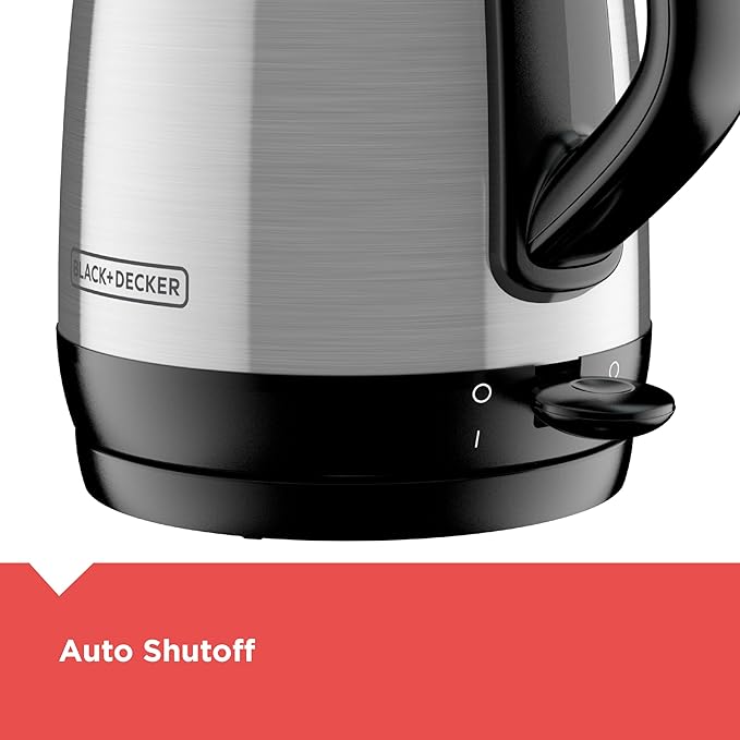 BLACK+DECKER 1.7L Cordless Electric Kettle,KE1700SD,Rapid Boil,Auto Shutoff,Stainless Steel,(Pack of 2)