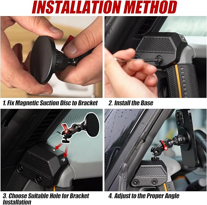 Mabett Magnetic Phone Holder for Ford Bronco 2026 2021-2025, Adjustable Angles 360°Phone Mount for Bronco Accessories