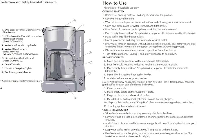 BLACK+DECKER 5-Cup Coffeemaker, DCM600B Black