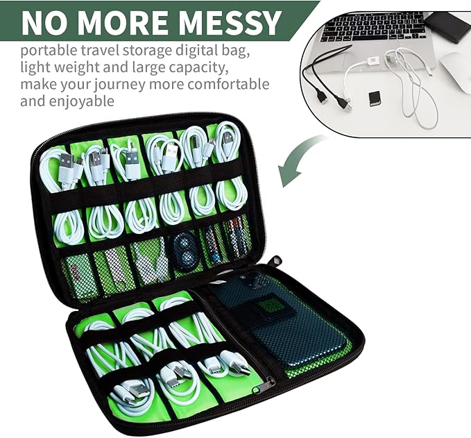 Electronics Travel Organizer,Portable Waterproof Electronic Travel Storage Bag for Small Charging Cord Storage,Charger,SD Card etc,for Travel,Business -Camouflage Green