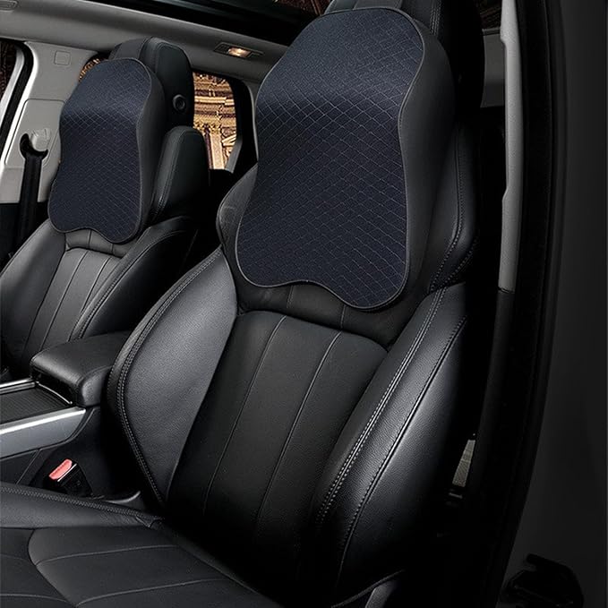 Car Headrest and Lumbar Support Pillow for Honda Civic 2012-2026 Seat Back Cushion Neck Pillow Driving Support Cushion Interior Accessories,1 headrest-Black Style