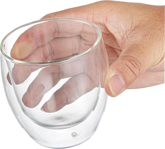 Restaurantware Coffee Cup 12 Pack of 8.45 oz Insulated Double-Wall Glass Borosilicate Coffee Cup Espresso Shot Dishwasher Safe For Hot Drinks