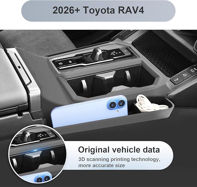 SKTU 2PCS for 2026 Toyota RAV4 Co-Pilot Console Tray for 2026+ Toyota RAV4 (LE/SE/XLE Premium/Woodland/XSE/Limited) Co-Pilot Console Tray & Gear Shift Panel 2026 RAV4 Accessories Passenger Storage Box