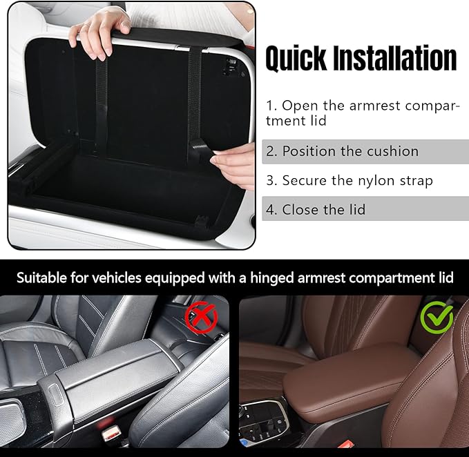 Hovom Car Center Console Armrest Pillow, 13.78"×7.48"×2.76" Leather Arm Rest Cover for Cars, Multifunctional Auto Armrest Cushion Pad with Pocket, Tissue Box & Cup Holder, Car Accessories (Black+Red)
