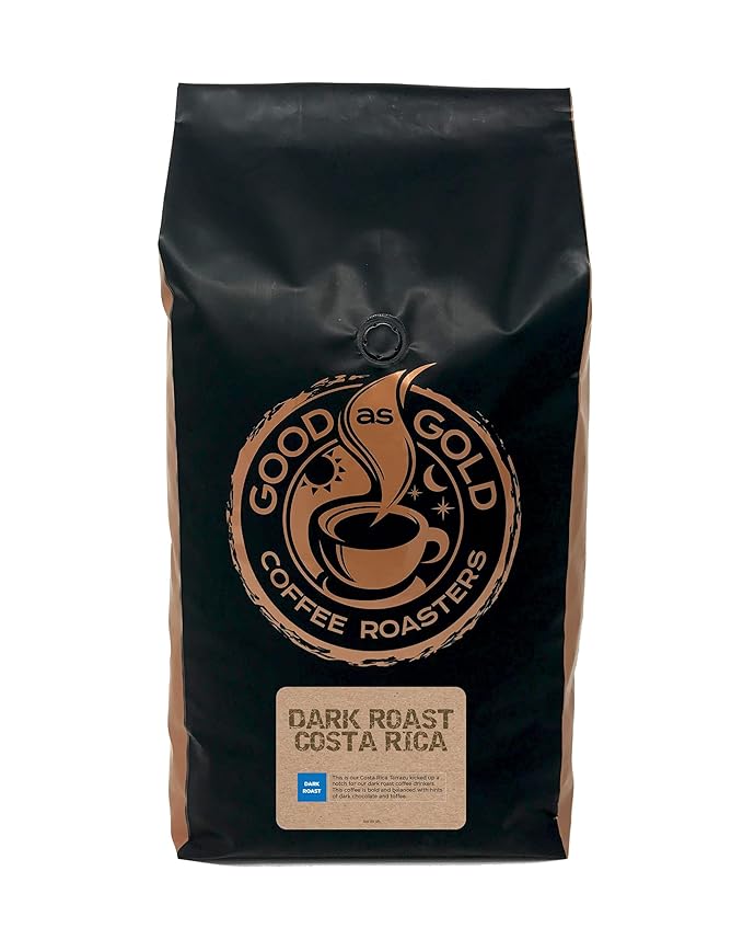 Costa Rica Tarrazu Dark Roast Coffee Beans (5 LBS), DARK ROAST, Good As Gold Coffee Roasters