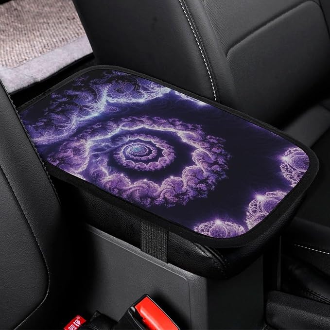 Car Center Console Protector Pad Trippy Abstract Purple Tie Dye Armrest Seat Cover Non-Slip Universal Car Interior Accessories Fit for Most Vehicle