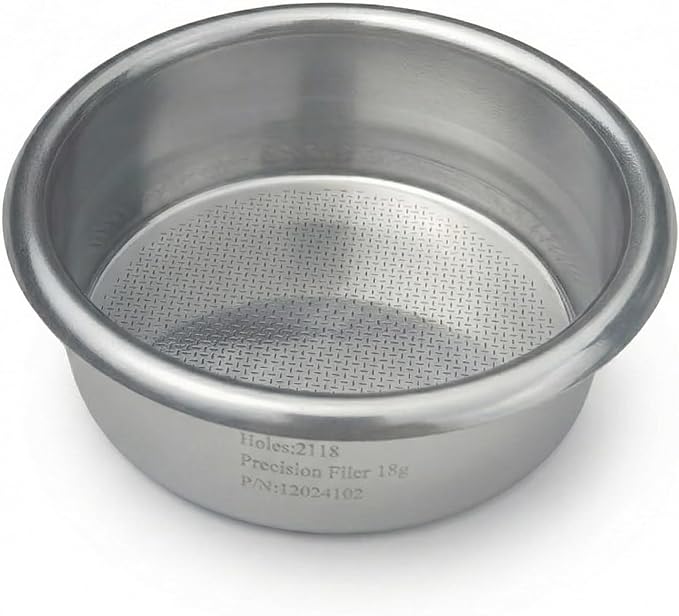 Espresso Accessories, 58mm Espresso Filter Basket (18g Laser Flat Hole) – 2118 High-Density Laser-Cut Perforations, 0.8mm Wall Thickness, High-Efficiency Extraction for Richer Flavor