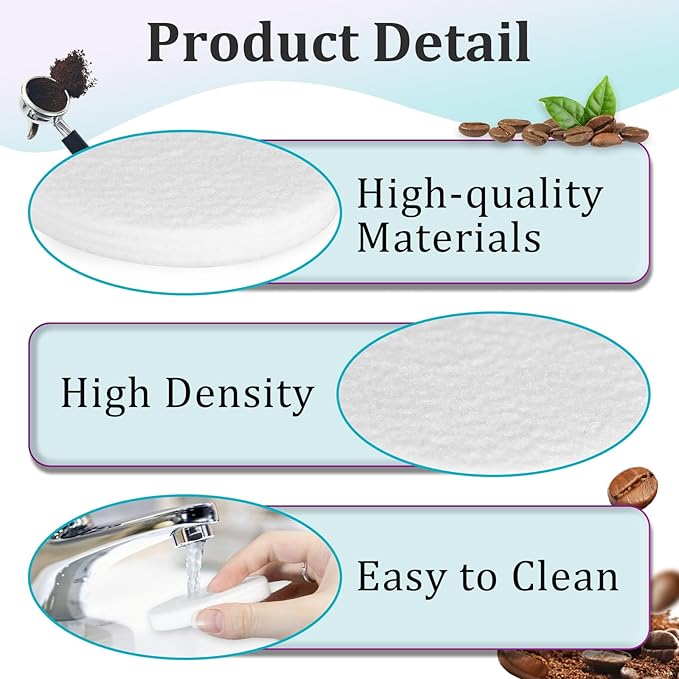 30 Pcs Cold Brew System Felt Filters, Reusable Coffee Filters, Fits for Nispira Replacement Water Filter and Alocs Coffee Filter(Include 10 Pcs Coffee Filters and 20 Pcs Stoppers)