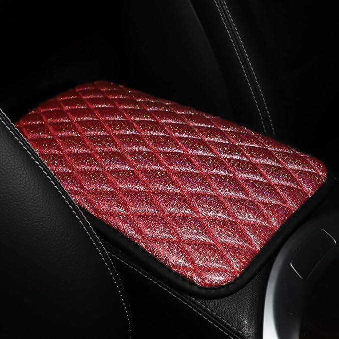 Universal Armrest Cover 32 * 19cm Car Center Console Armrest Cushion Center Armrest Pad Bling Glitter Car Armrest Protection Car Center Console Pad for SUV/Truck/Vehicle Armrest Mat