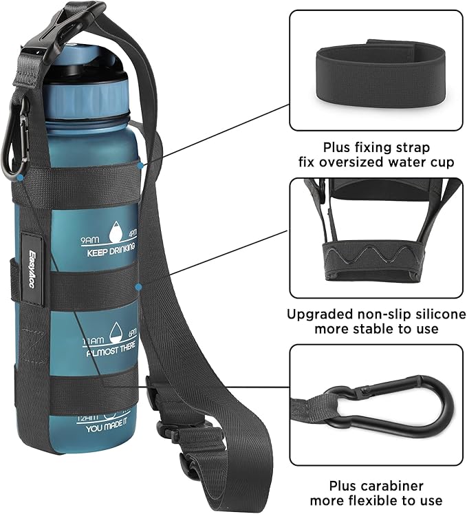 EasyAcc Water Bottle Holder Strap Sling, for Owala FreeSip 24 32 40 oz, Hydro Flask, Cirkul, Yeti, Stanley Flip, Universal Water Bottles, with Carabiner, for Walking Curise Travel (Bottle Excluded)