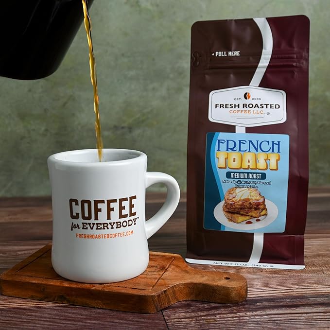 Fresh Roasted Coffee, French Toast Flavored Coffee, 12 oz, Medium Roast, Kosher, Ground