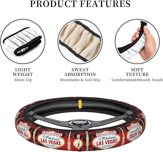 Neoprene Steering Wheel Cover Welcome to The Fabulous Las Vegas Car Steering Wheel Cover Universal Fit for Most Cars