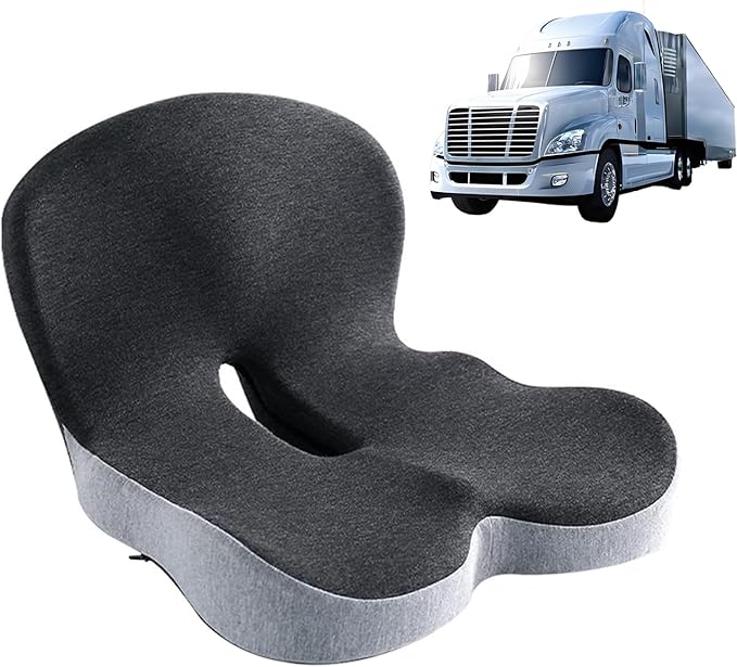 Seat Cushion Memory Foam Pads Seat Cushion for Truck Driver,Office Chair Cushion Home Chair Ergonomic Back Support Memory Foam Chair Cushion for Long Sitting Office Worker (Dark Grey)