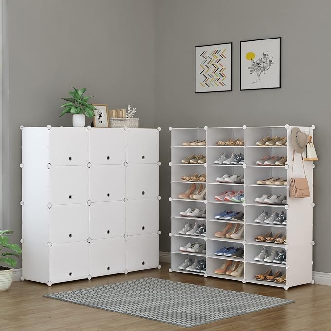 HOMIDEC Shoe Storage Cabinet, 48 Pairs Shoe Rack 3 by 8 Tier Space Saving Shoe Organizer for Closet Hallway Living Room Bedroom Garage