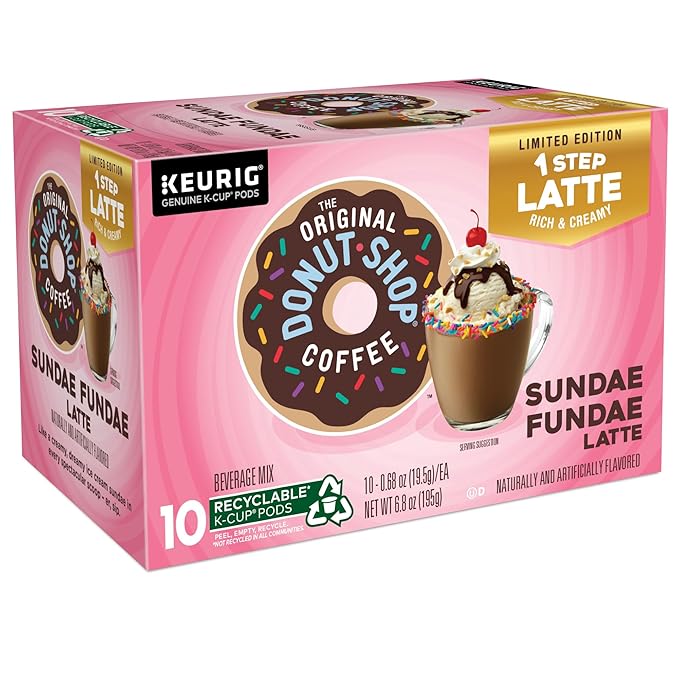 The Original Donut Shop Sundae Fundae One-Step Latte, Keurig Single Serve K-Cup Pods, 60 Count (6 Packs of 10)