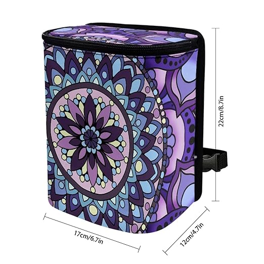 KEIAHUAN Mandala Pattern Hanging Car Trach Can for Back Seat Car Garbage Bag with Lid Easy to Clean Multipurpose Vehicle Garbage Bin for SUV Truck RV Camping