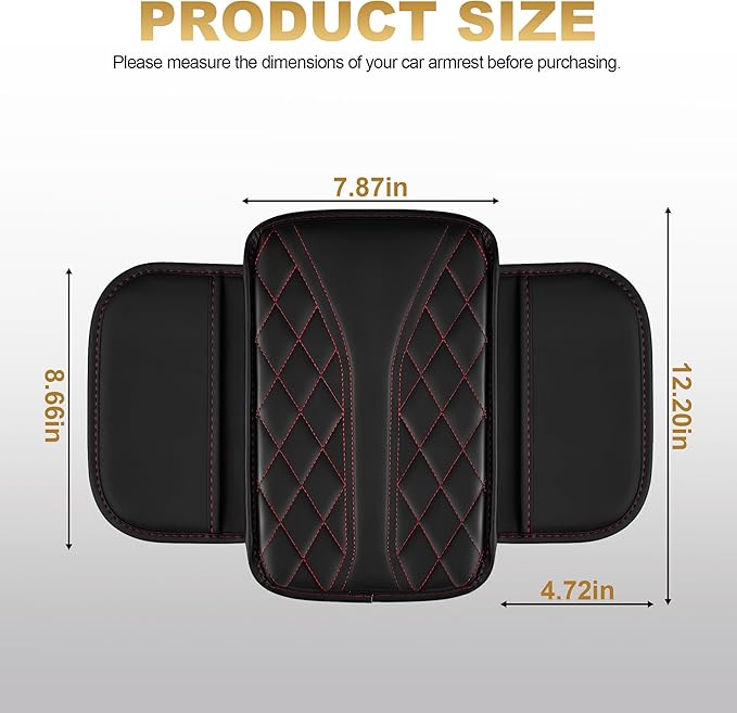 Center Console Cover Fit for RDX: Scratch and Wear Resistant Console Cover Leather with 2 Storage Bags -Upgraded Armrest Coverfor Car,Anti-Scratch Auto Armrest Pad Accessory （Black&Red