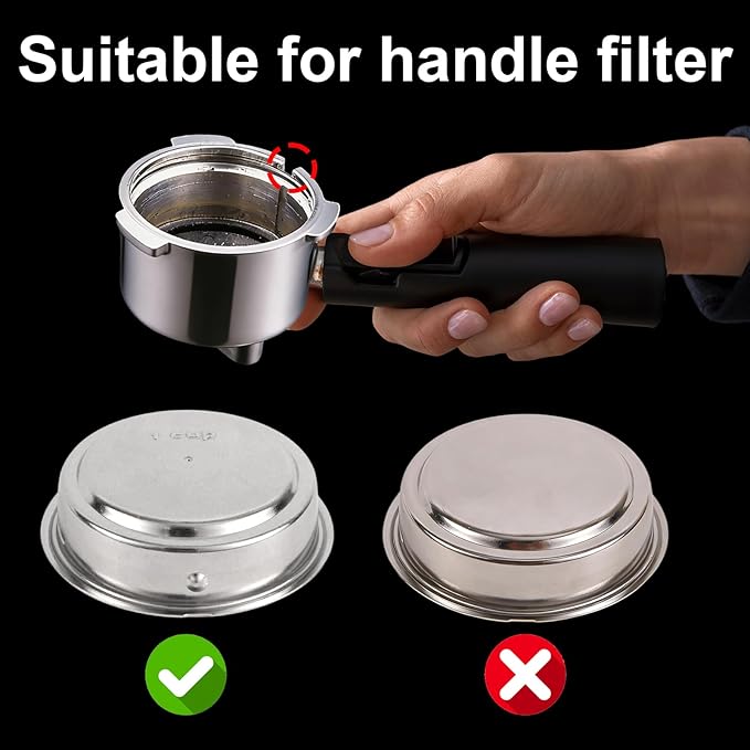 2pcs 51mm Portafilter Basket, Stainless Steel Pressurized Espresso Coffee Filter Basket for 51mm Espresso Machines (1 Cup + 2 Cup Capacity)