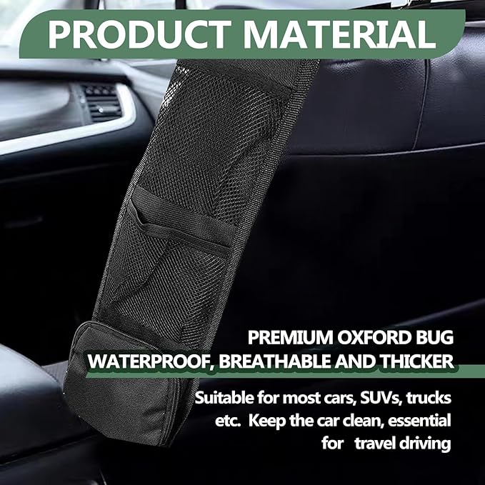 2 PCS Car Seat Side Organizer, Multifunctional Stuff Holder with Mesh Net Pocket, Auto Seat Storage Hanging Bag For Cars, SUVs, Trucks. Can Hold Mobile Phone, Wallet, Glasses (Black)
