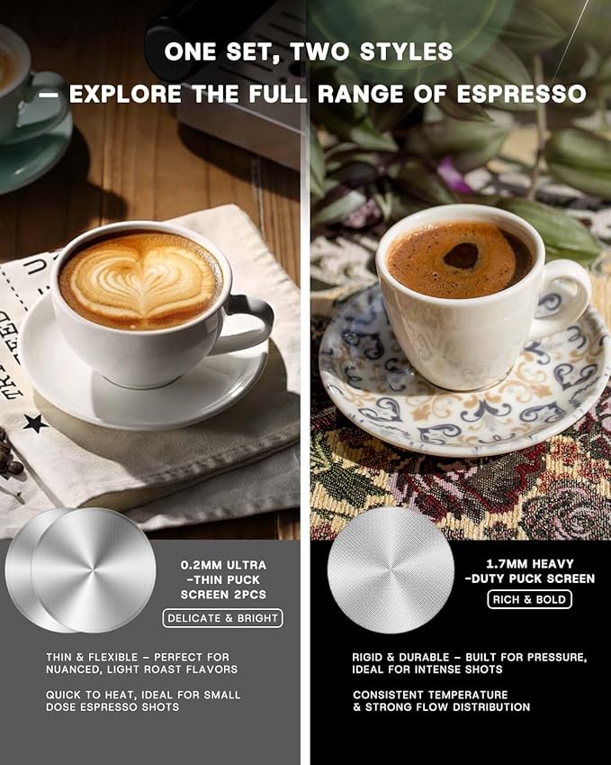 3 Pack 53.3mm Espresso Puck Screen Set – 1.7mm Thick 150μm & 0.2mm Ultra-Thin with Cleaning Blind Disk, Compatible with 54mm Espresso Portafilters (Breville Bambino, Breville Barista), Signature Set