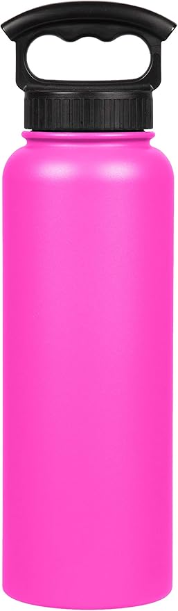 FIFTY/FIFTY Double Wall Vacuum Insulated Water Bottle, Stainless Steel, Wide Mouth with Three Finger Cap