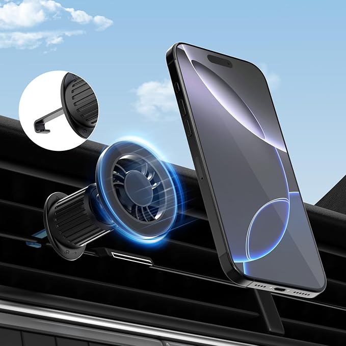 for [Magsafe Car Mount] [360°Flexible Rotation] [20X Strong Magnets] Upgraded Metal Hook, Hands-Free Phone Holder Fit for iPhone 16/15/14/13/12 Series, Black