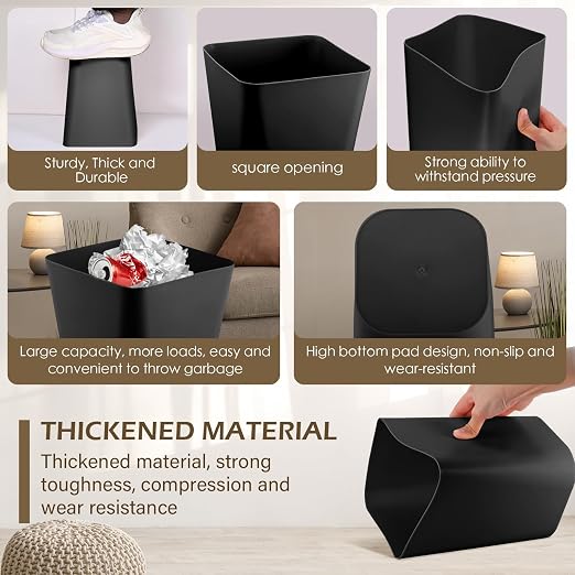 Amyhill 20 Pcs Small Trash Can 2 Gallon Plastic Garbage Can Small Waste Basket for Bathroom Office Kitchen Living Room Bedroom Home Under Desk (Black)