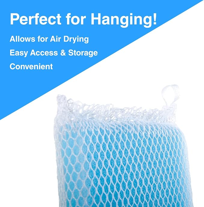 Non-Scratch, Gentle Mesh Dishwashing Sponge, Quick Dry, Odor-Resistant Dish Sponge, Gentle Cleaning for Kitchen, Dishes, Household Cleaning, Stainless Steel & Non-Stick Pans (Pack of 6)