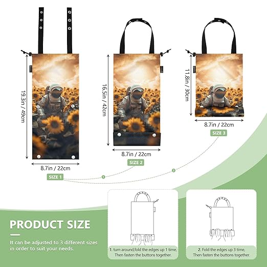 ALAZA Hanging Car Trash Bags Garbage Bag Trash Can for Back Seat Small Astronaut Sunflower Washable Storage Bag Retractable 2 Pack
