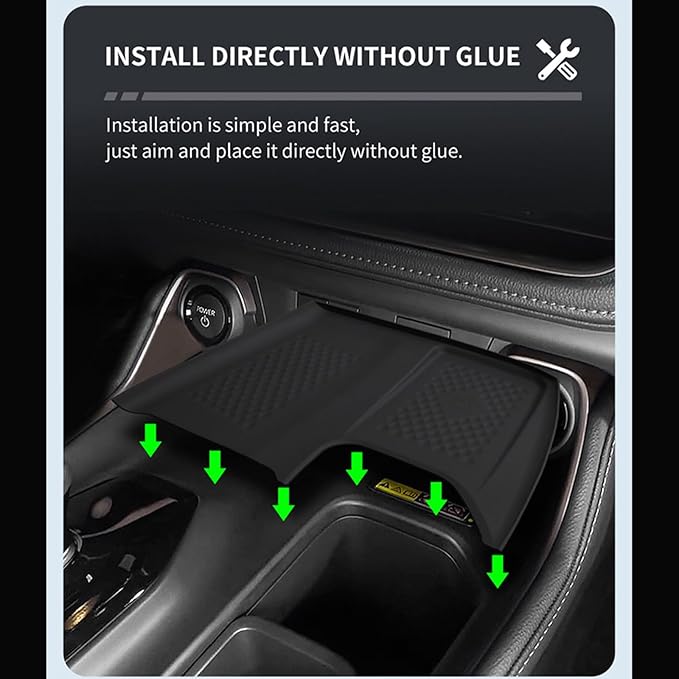 Wireless Charging Anti-Slip Mat for 2026 2025 2024 Toyota Grand Highlander Soft Silicone Anti-Scratch Car Center Console Phone Charger Protective Pad Liner Interior Accessories (Black)