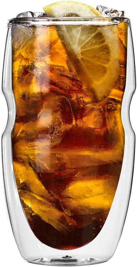 Ozeri Serafino Double Wall Insulated Iced Tea and Coffee Glasses, 16-Ounce, Set of 6