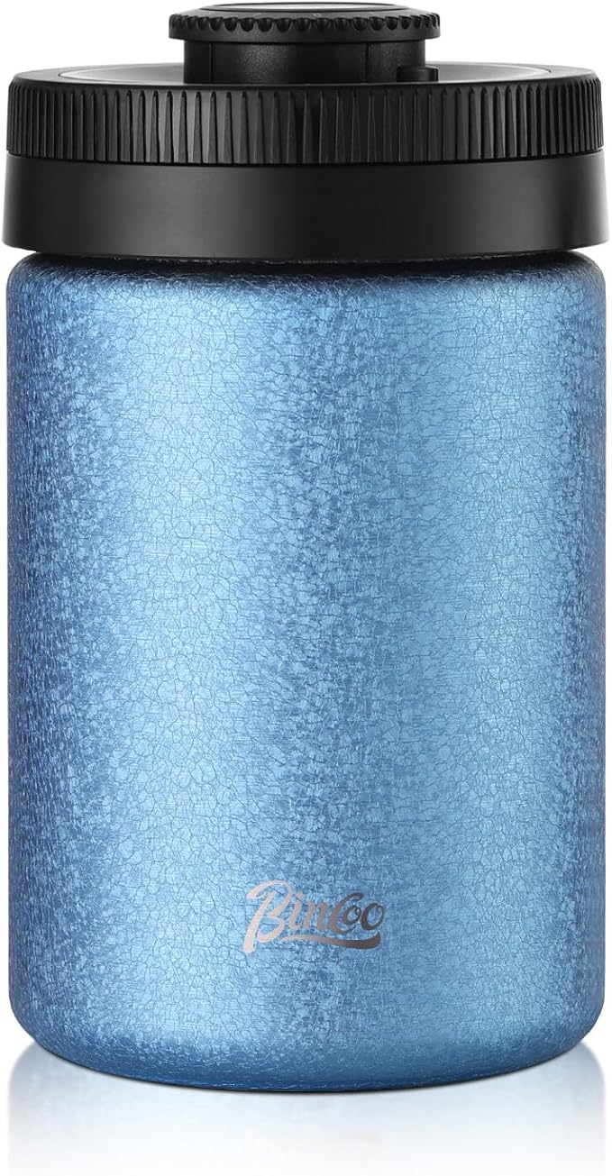 Bincoo Coffee Canister, Large Stainless Steel Coffee Bean Storage Container with Date Tracker, One-Touch Vacuum Seal Coffee Canister, Airtight Food Storage Container Freshness Kit for Coffee Beans