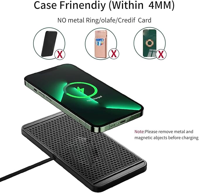 Dpofirs Car Wireless Charger Pad, 20W Fast Wireless Car Charger Mat for Phones & Earphones