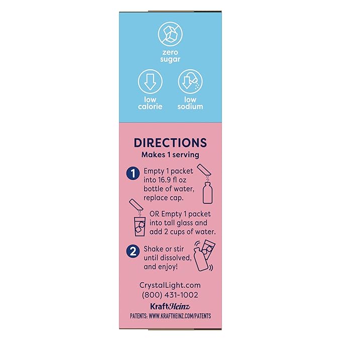 Crystal Light On The Go Pink Lemonade Powdered Soft Drink Mix, 0.13 Ounce - 10 per pack - 12 packs per case.