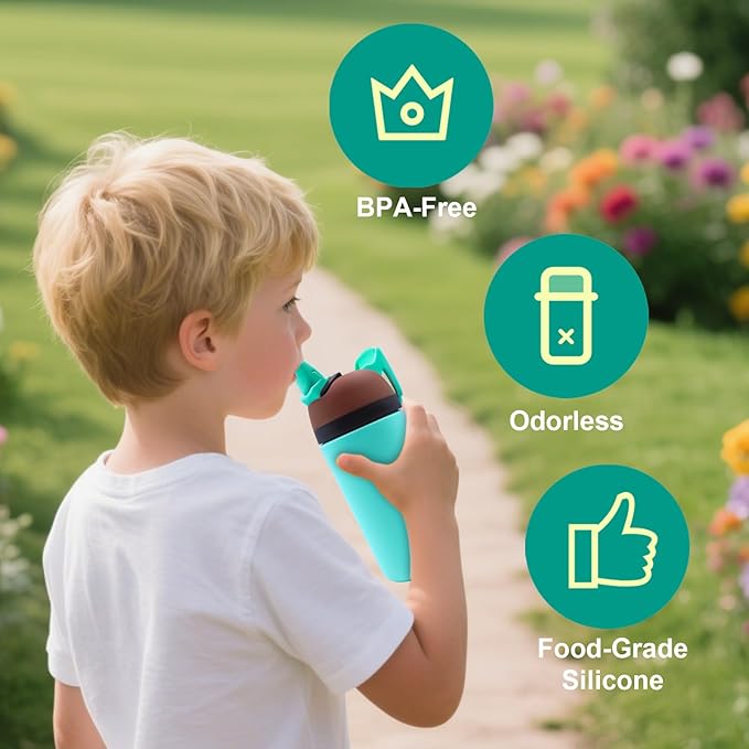 2pcs Replacement Bite Valve Spout for Owala Kids Flip 14oz, Silicone Straw Mouthpiece Accessories BPA-Free Bite Valve Straw Replacement Parts Compatible with Owala Water Bottle (Cyan Color)