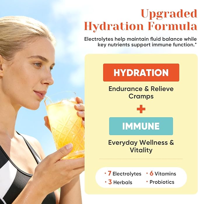 Venture Pal 2-in-1 Hydration + Immune Electrolytes Powder Packets with 7 Electrolytes & 6 Vitamins, Elderberry, Turmeric, Echinacea | Liquid Daily IV Drink Mix | Sugar Free | Keto Friendly, 16 Sticks