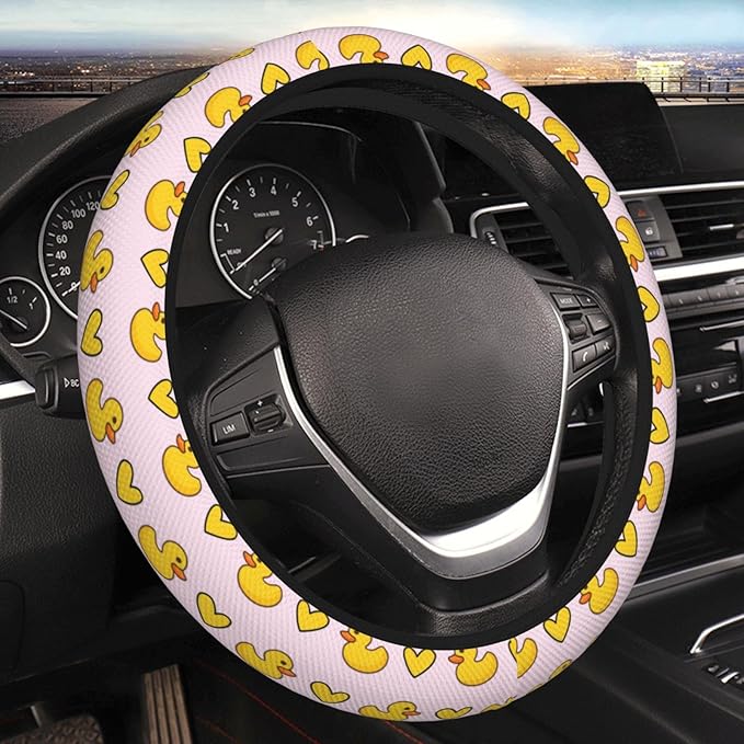 Cute Yellow Duck Steering Wheel Cover for Women Men Girls, Car Accessories Decor Thickened Anti-Slip Auto Steering Wheel Covers Protector Universal Fit 15 Inch for Cars, Truck, SUV
