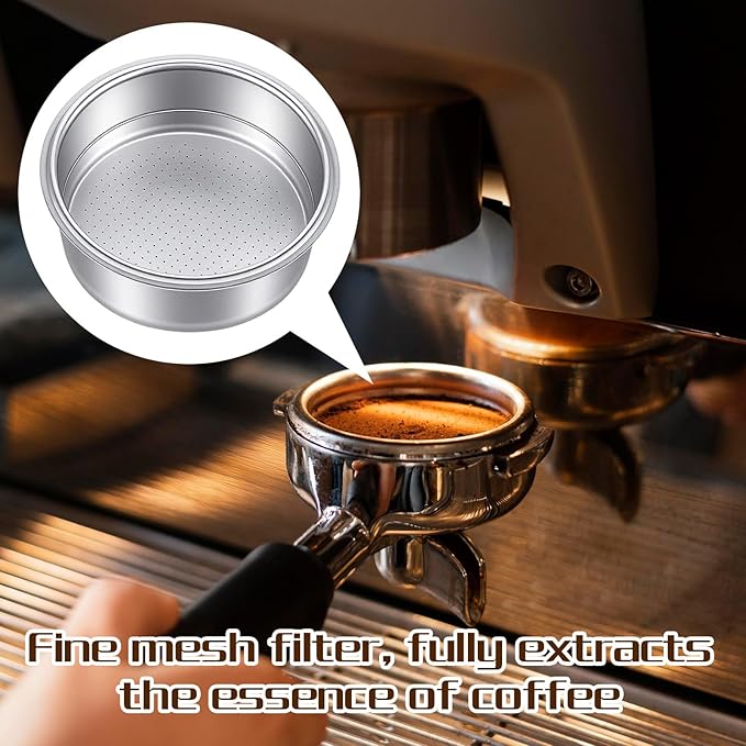 51mm Portafilter Basket Reusable Stainless Steel Coffee Filters Double Layer Pressurized Espresso Filter Basket Compatible For 51mm Coffee Machines Parts